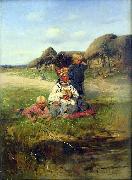 Vladimir Makovsky Maid with children France oil painting artist